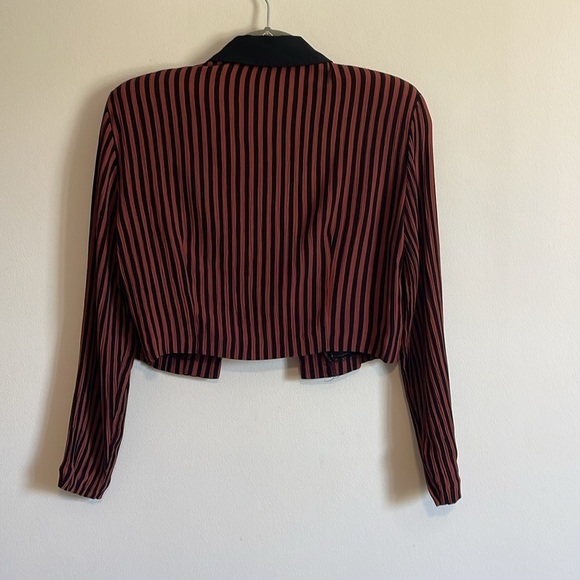 VTG Striped Jacket 10 90s Emo Dawn Joy 10 Rust Black Vertical Grunge Alt Goth - Picture 8 of 16